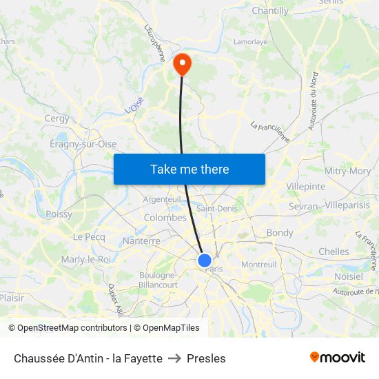 Chaussée D'Antin - la Fayette to Presles map