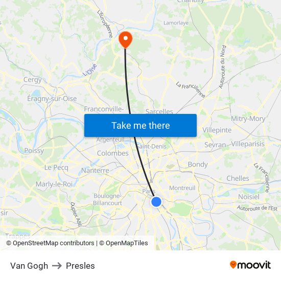 Van Gogh to Presles map