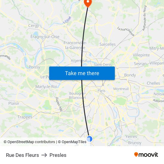 Rue Des Fleurs to Presles map