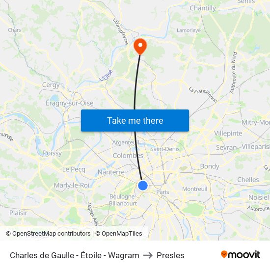 Charles de Gaulle - Étoile - Wagram to Presles map