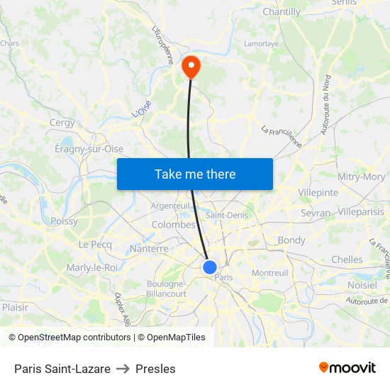 Paris Saint-Lazare to Presles map