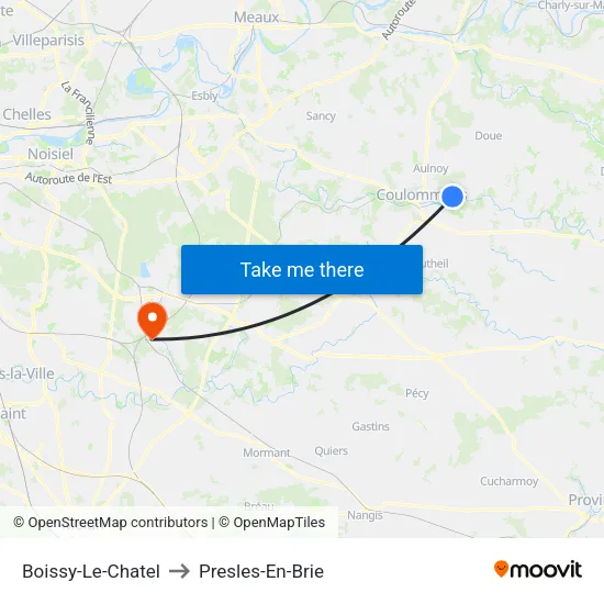 Boissy-Le-Chatel to Presles-En-Brie map