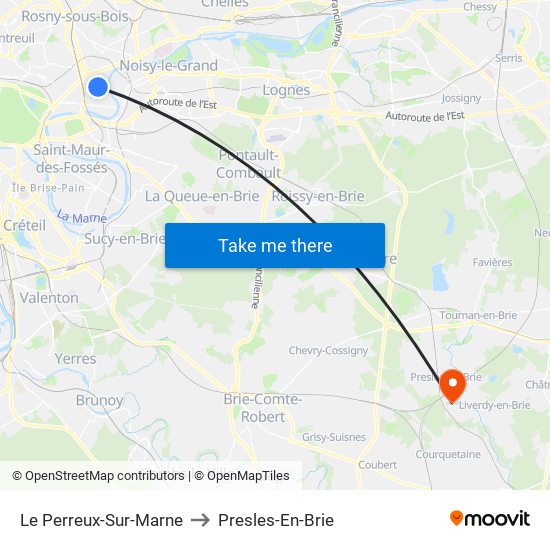 Le Perreux-Sur-Marne to Presles-En-Brie map