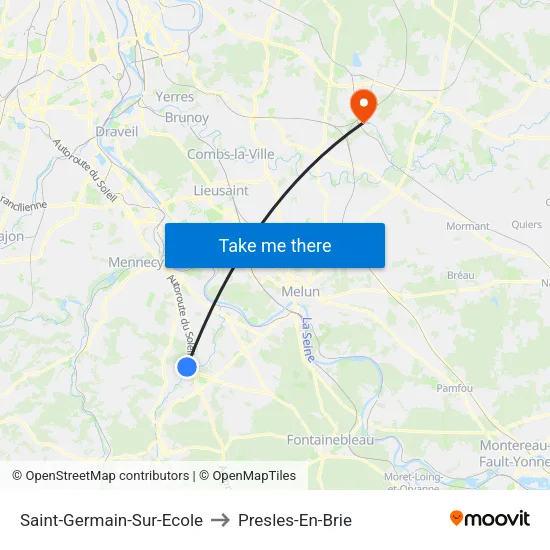 Saint-Germain-Sur-Ecole to Presles-En-Brie map