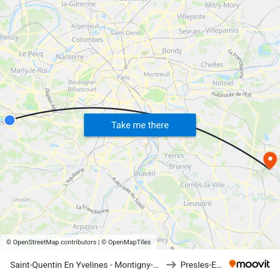 Saint-Quentin En Yvelines - Montigny-Le-Bretonneux to Presles-En-Brie map