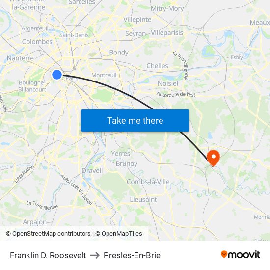 Franklin D. Roosevelt to Presles-En-Brie map
