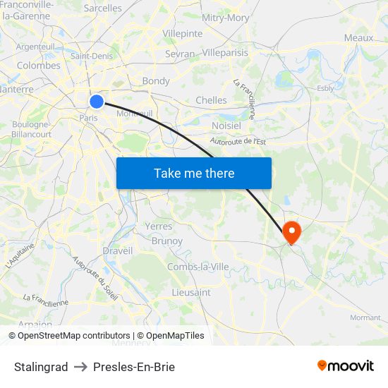 Stalingrad to Presles-En-Brie map