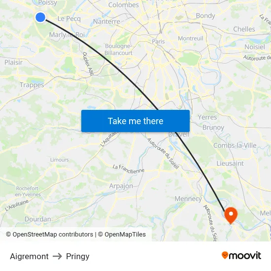 Aigremont to Pringy map