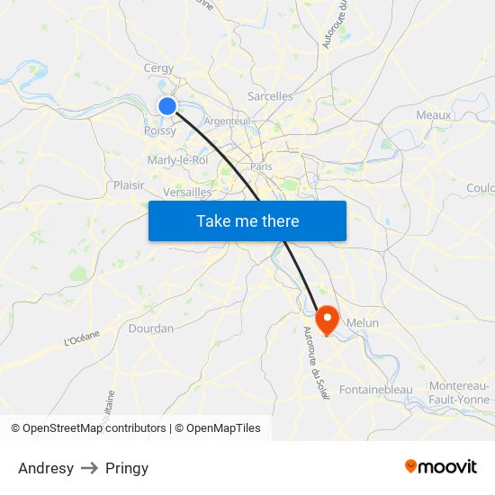 Andresy to Pringy map