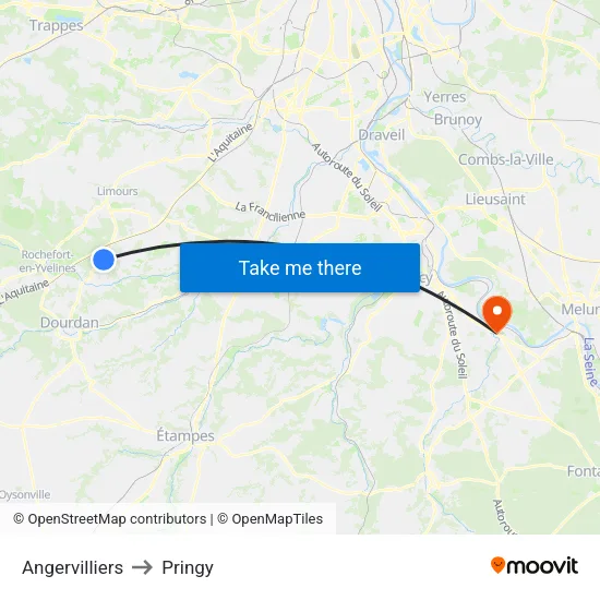Angervilliers to Pringy map