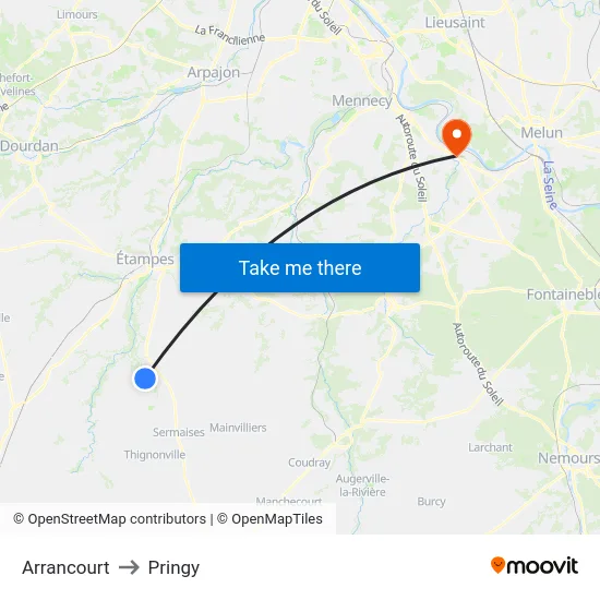 Arrancourt to Pringy map