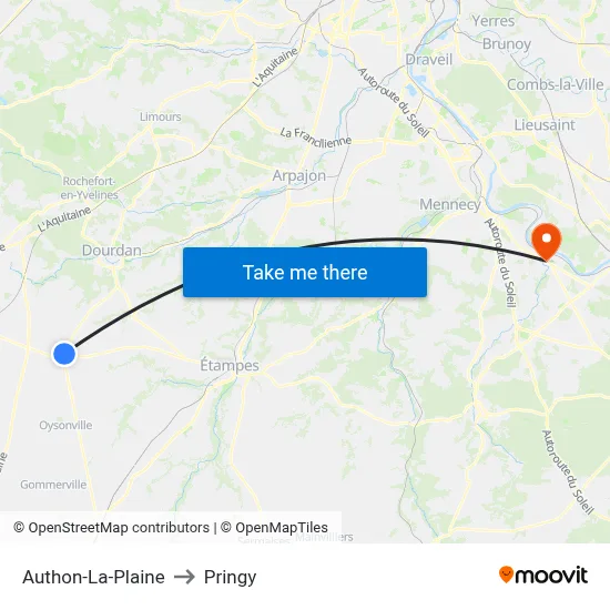 Authon-La-Plaine to Pringy map