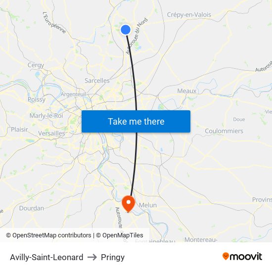 Avilly-Saint-Leonard to Pringy map