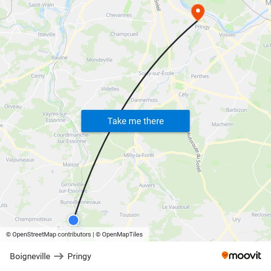 Boigneville to Pringy map