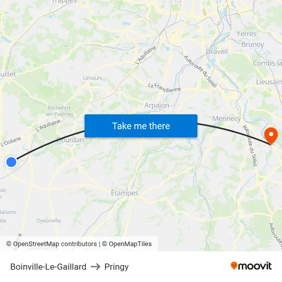 Boinville-Le-Gaillard to Pringy map