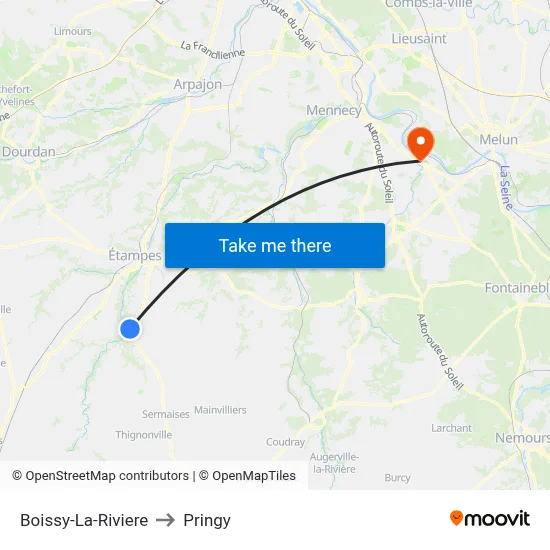 Boissy-La-Riviere to Pringy map