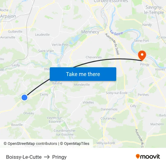 Boissy-Le-Cutte to Pringy map
