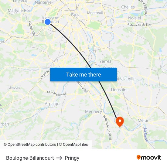 Boulogne-Billancourt to Pringy map