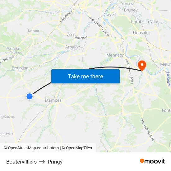 Boutervilliers to Pringy map