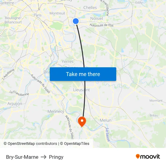 Bry-Sur-Marne to Pringy map