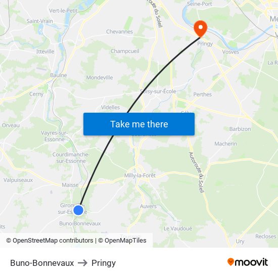 Buno-Bonnevaux to Pringy map
