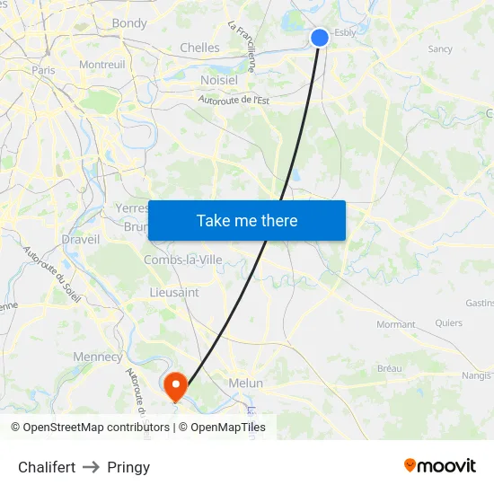 Chalifert to Pringy map