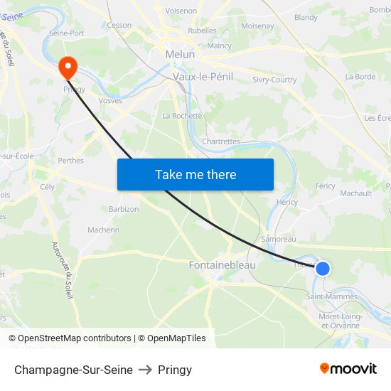 Champagne-Sur-Seine to Pringy map