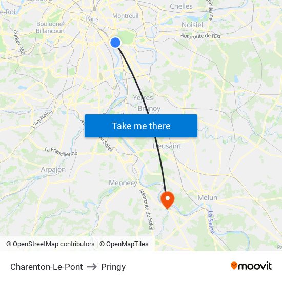 Charenton-Le-Pont to Pringy map