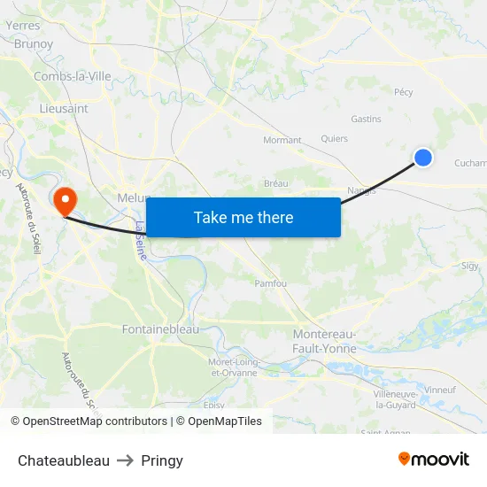 Chateaubleau to Pringy map