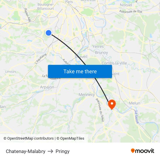 Chatenay-Malabry to Pringy map