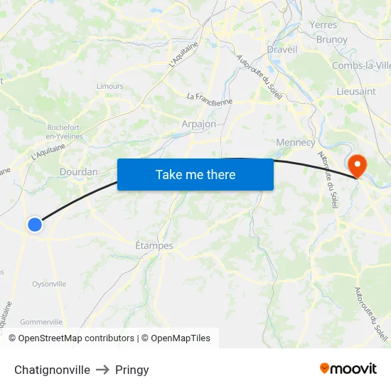 Chatignonville to Pringy map