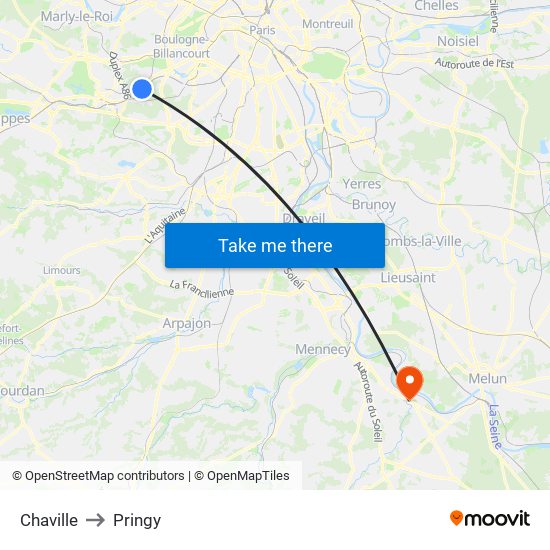 Chaville to Pringy map