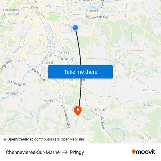Chennevieres-Sur-Marne to Pringy map