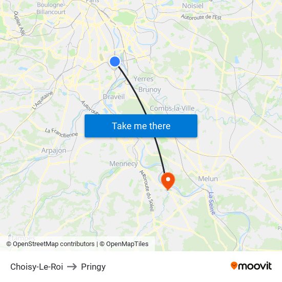 Choisy-Le-Roi to Pringy map