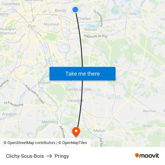 Clichy-Sous-Bois to Pringy map