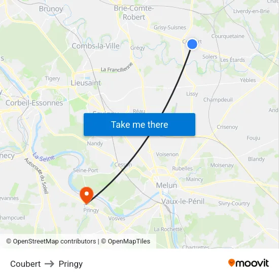 Coubert to Pringy map