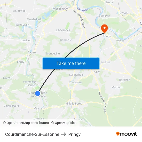 Courdimanche-Sur-Essonne to Pringy map