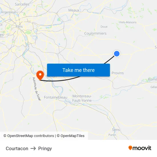 Courtacon to Pringy map