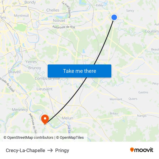 Crecy-La-Chapelle to Pringy map