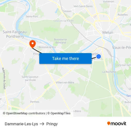 Dammarie-Les-Lys to Pringy map