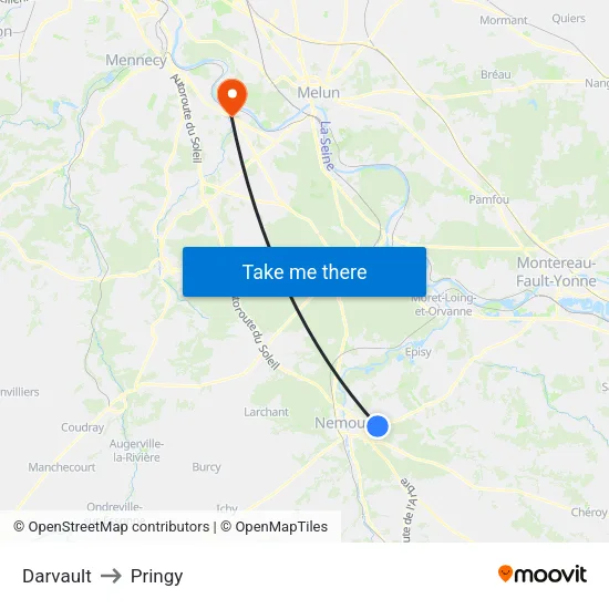 Darvault to Pringy map