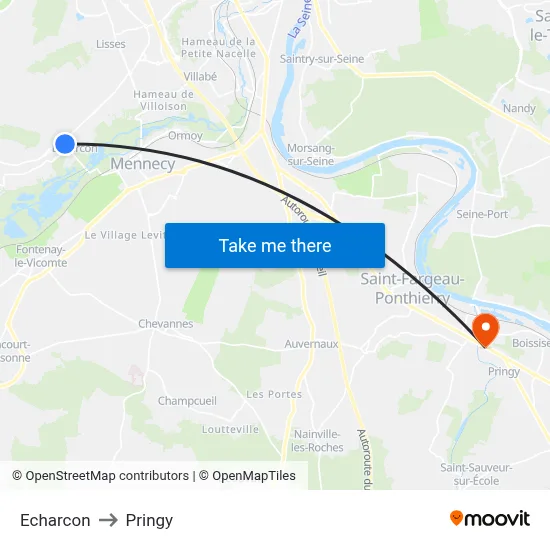 Echarcon to Pringy map