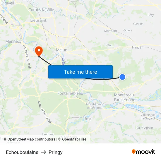 Echouboulains to Pringy map