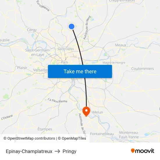 Epinay-Champlatreux to Pringy map