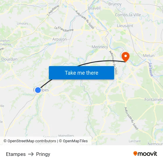 Etampes to Pringy map