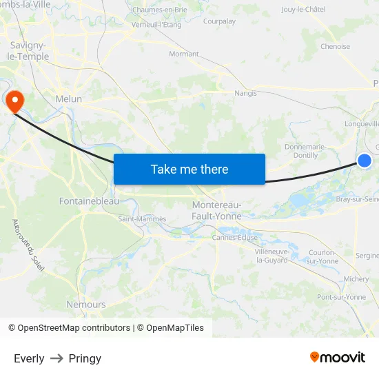 Everly to Pringy map