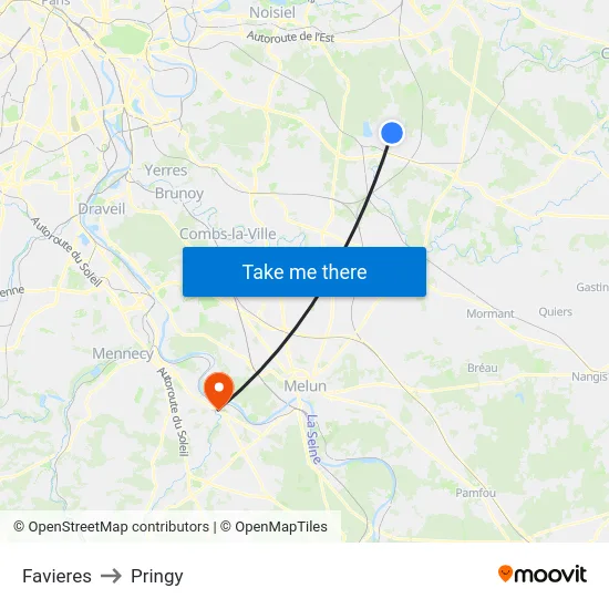 Favieres to Pringy map