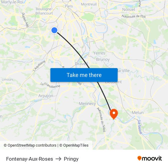 Fontenay-Aux-Roses to Pringy map