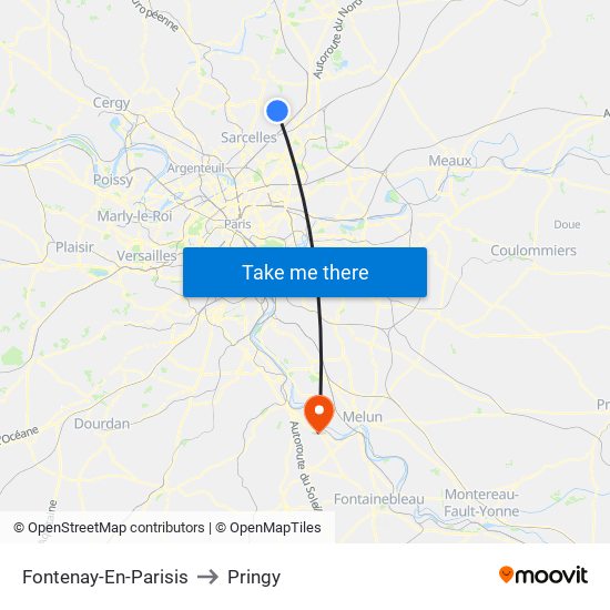Fontenay-En-Parisis to Pringy map