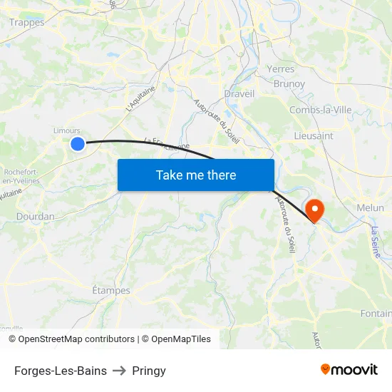 Forges-Les-Bains to Pringy map